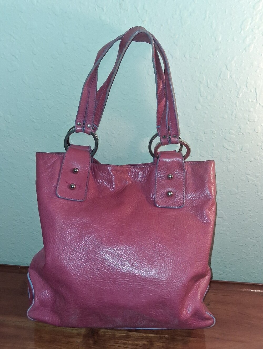 Women's Pink Leather Tote Bag